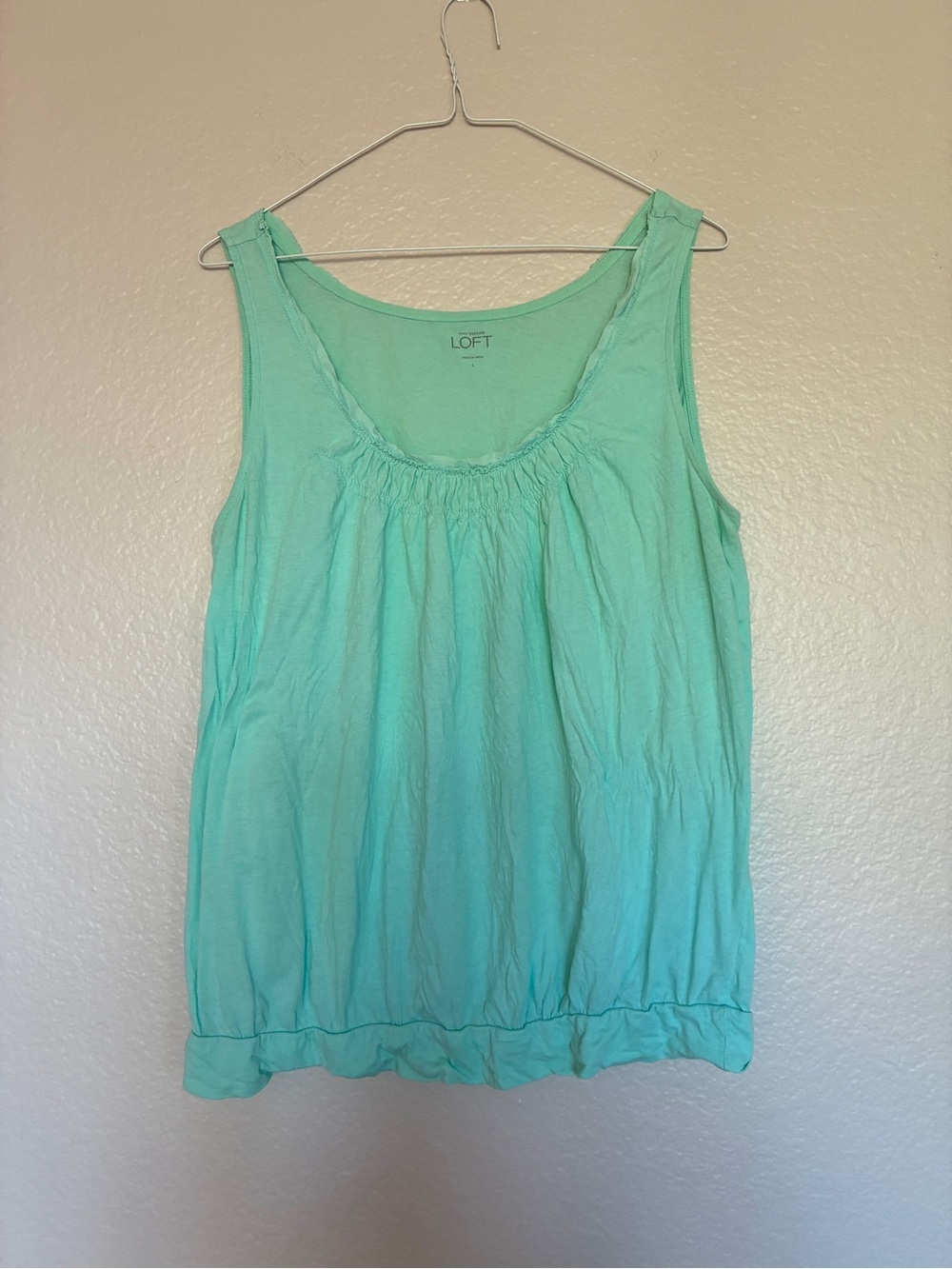 LOFT Mint Green Teal Scoop Neck Sleeveless Tank Size Large Coquette Babydoll Y2K